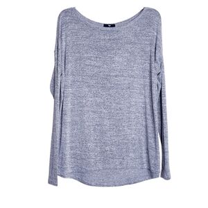 Gap Gray Heathered Stretch Knit Long Sleeve Pullover Top Women's Size Medium